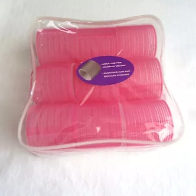 Mega Size Magnetic Pink Rollers Curlers Max Volume Smooths Hair Hook And Loop • $9.95