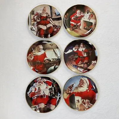 1994 Santa Coca Cola Porcelain The Franklin Mint Christmas 6 Collector Plates • £43.43