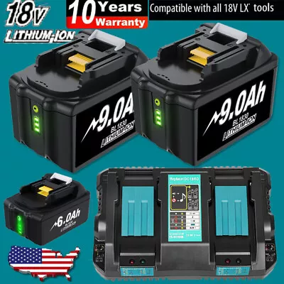 1-2X For Makita 18V 9.0Ah BL1860 LXT Lithium Ion Battery / Charger BL1830 BL1850 • $58.59