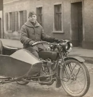 WWI Harley Davidson Motorcycle US Army Soldier Rppc Real Photo Postcard • $77.35