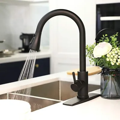 Matte Black Kitchen Faucet Sink Pull Down Sprayer Single Handle Swivel Mixer Tap • $26.69