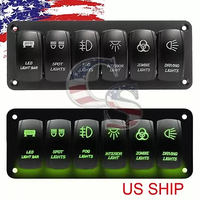 $29.95 • Buy 6 Gang Rocker Switch Panel Car Marine Boat Circuit Led Breaker Voltmeter 12/24v