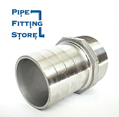 1 1/2  Stainless Steel Hose Barb Fitting - Hose Adapter X Male NPT 1.5  SS316 • $25.40