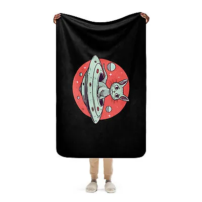 UFO Space Kitty Sherpa Fleece Blanket • $61.19