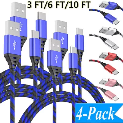 4Pack Braided Charging Type C Cable For Motorola Moto Z Play Droid Z2 Play Force • $12.99