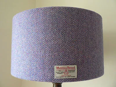 Handmade Harris Tweed Drum Lampshade In Mauve Herringbone  • £47