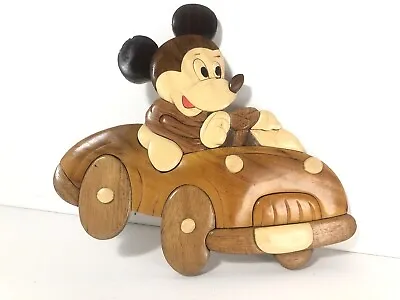 Vintage Disney Mickey Mouse Car Driving Wooden Wall Hanging Plaque • £15