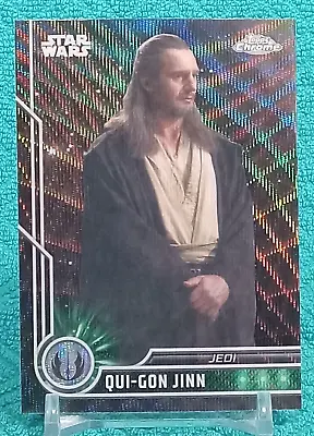 2023 Topps Chrome Star Wars QHI-GON JINN Jedi Black Wave Refractor • $9.95