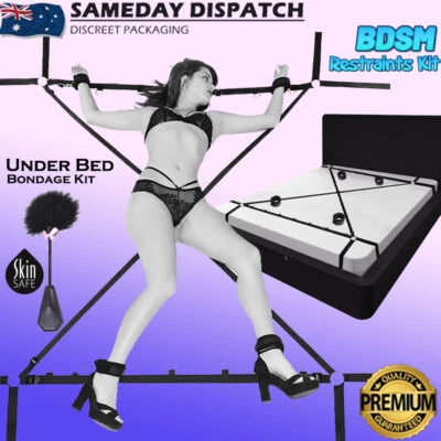 BDSM Under Bed System Restraint Bondage Kit Handcuffs Ankle Cuffs Paddle Sex Toy • $29.99