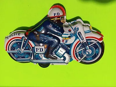 Vintage 1960s Tin  Lithograph Friction Powered Police Motorcycle • $25