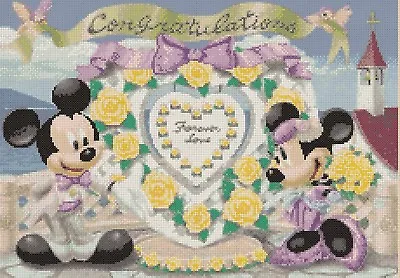 £4.50 • Buy Cross Stitch Chart - Mickey Mouse & Minnie's Wedding 7a- Flowerpower37-uk