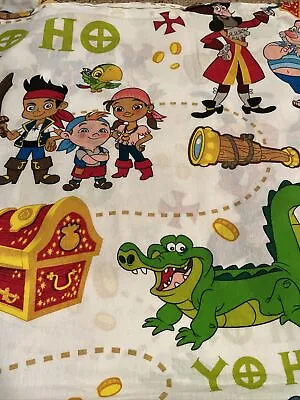 Disney Jake And The Neverland Pirates Twin Flat Bed Sheet Fabric Crafting • £11.67