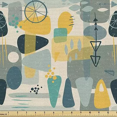 Lunarable Mid Century Modern Fabric By The Yard Abstract Contemporary Irregul... • $18.14