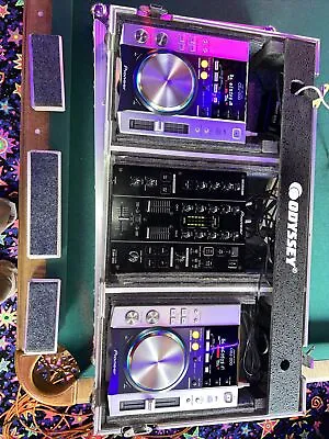 Pair Pioneer CDJ-200 Mixer DJM-350 Odyssey Road Case XLR Outputs Very Low Use • $899
