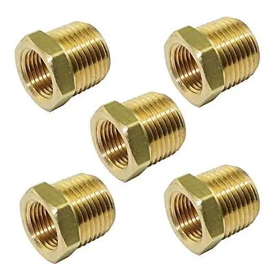 5pcs Brass Reducer Bushing 1/2  NPT Male To 1/4  Female 1200 PSI Adapter Fitting • $16.76