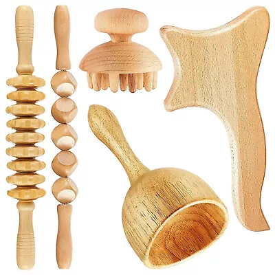 $58 • Buy 5pc Wood Therapy Massage Tool Lymphatic Drainage Massager Anti Cellulite Massage