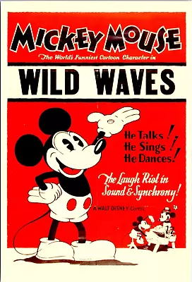 6x4  Postcard Mickey Mouse Wild Waves - Laugh Riot In Sound & Synchrony • $4.88