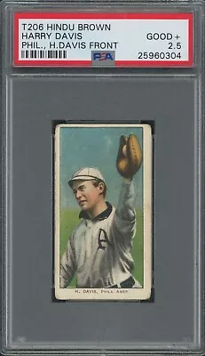 1909-11 T206 🔥 Hindu Brown  Harry Davis H. Davis Front PSA 2.5 • $2299.95