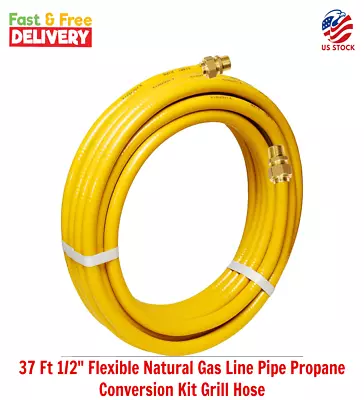 37 Ft 1/2  Flexible Natural Gas Line Pipe Propane Conversion Kit Grill Hose • $67.99