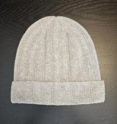 NWT *J. Crew* Ribbed 100% Cashmere Light Gray Beanie Hat One Size • $39.99