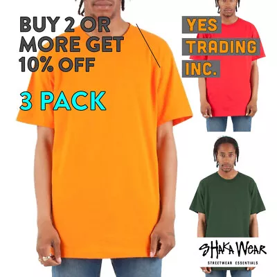 3 Pack Shakawear Mens Casual T Shirt Plain Short Sleeve T Shirts Cotton Tee • $18.95