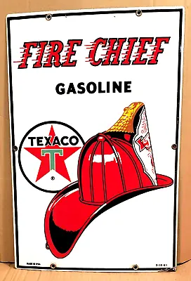 Vintage Original 1961 TEXACO FIRE CHIEF GASOLINE Porcelain Gas Pump SIGN 3-10-61 • $249
