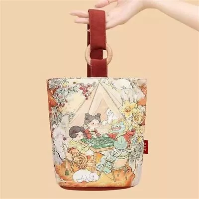 Retro Painting Bucket Bag Canvas Small Bag Casual Handbags  Women • £9.35