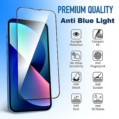 $7.99 • Buy For IPhone 14 13 12 11 Pro Xr Xs Max 7 8 Plus Anti Blue Glass Screen Protector