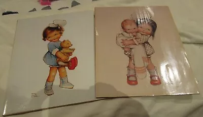 £5.99 • Buy Mabel Lucy Attwell Unframed Pictures Girl  Holding  Teddy Bear & Doll Bundle