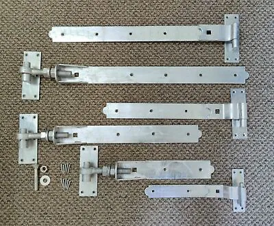 Hook And Band Door Gate Hinges Heavy Duty Straight/Cranked/Adjustable Galvanised • £14.30