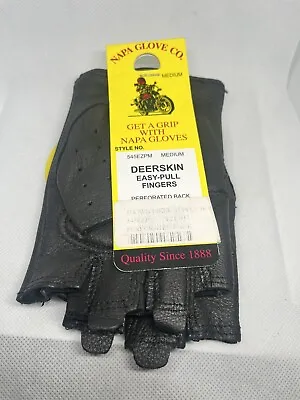 DEERSKIN Leather Perforated FINGERLESS Gloves Work Motorcycle Easy Pull Mens-M • $16.99