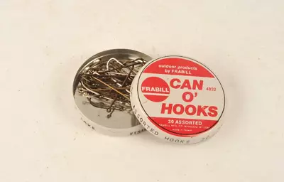 Vintage Frabill NOS TIN Can-O-Hooks 4832 Fishing Hooks NEW OLD STOCK 30 Hooks • $22.50