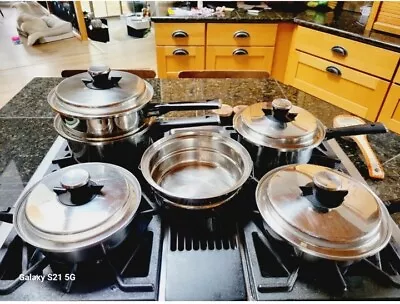 Vintage Vollrath Tri Ply Mid Century Cookware Pots Pans W Lids Whole Set 10 Pc • $134.99