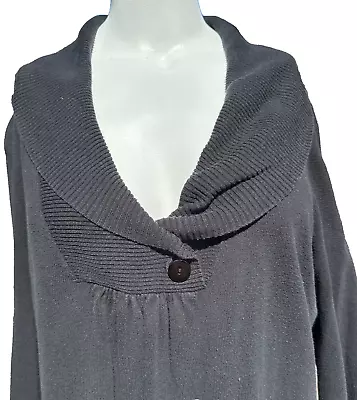 Monroe And Main Sweater Top Xlarge Black Cotton Cashmere Shawl Button V-Neck • $14.40