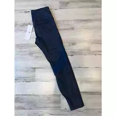 Crazy Yoga Blue Leather Look Leggings New With Tags Sz S • £19.28
