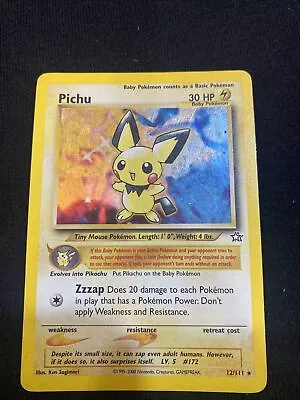 Pokémon TCG Pichu Neo Genesis 12/111 Holo Unlimited Holo SWIRL HP English • $29.95