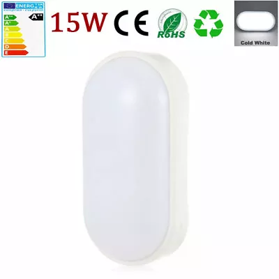 LED Oval Round Ceiling Light Garden Bulkhead Wall Sconce Lamps - Cool White UK • £6.99