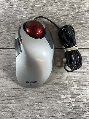 Microsoft Trackball Explorer 1.0 (X08-70390) Red Marble Optical USB Mouse TESTED • $88.99