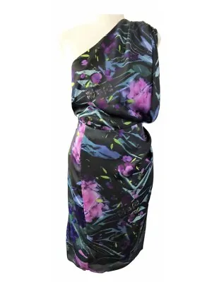 Acne Silk Floral Dress S 8 Black • £13