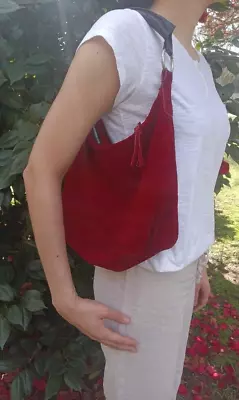 Red Suede Hobo Shoulder Bag Vintage Spiegel • $40