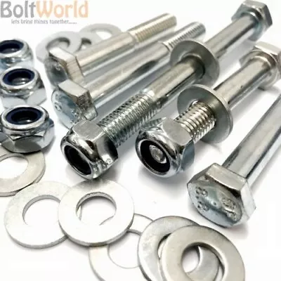£3.85 • Buy M12 Part Threaded Bolts Grade 8.8 Zinc + Nyloc Nuts + Washers Hex Hexagon Head