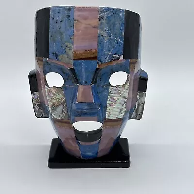 Aztec Folk Art Mother Of Pearl Onyx Abalone Mayan Death Mask Burial Sculpture • $35.99
