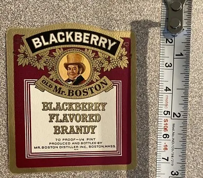 Old Mr. Boston Blackberry Flavored Brandy Bottle Label NOS No Gum Shiny • $4.99