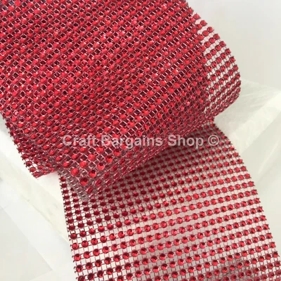 £1.75 • Buy RED Metalic Diamante Effect Mesh Ribbon Wedding Bridal Rhinestones Cake 