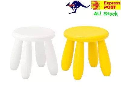 IKEA MAMM Kids Toddler Children Plastic Stool Chair Seat Outdoor White Yellow • $32.99