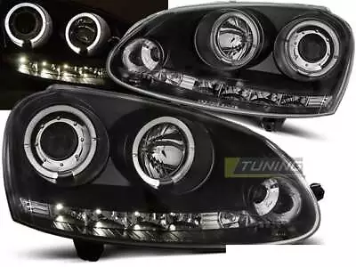 Pair Of Headlights For VW GOLF 5 V 03-09 Halo Rims Black CA LPVWB8 XINO CA • $347.32