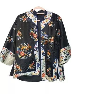 Vtg Silk Oriental Embroidered Kimono Jacket • $99.99