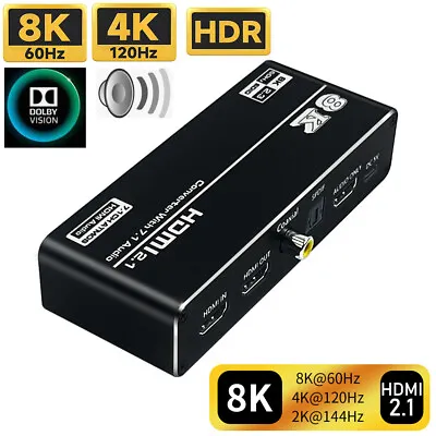 $64.95 • Buy HDMI 2.1 Audio Extractor Splitter 4K 120Hz 8K HDR 7.1 Dolby Atmos For PS5 XBOX 