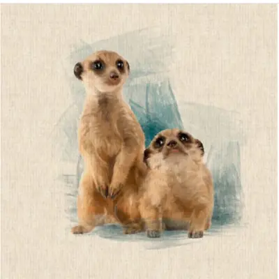 Meerkat Animal Country  Linen Look Cotton Rich Fabric Cushion Panels Craft • £10.99