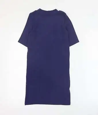 Marks And Spencer Girls Blue Viscose T-Shirt Dress Size 8-9 Years High Neck Pull • £3.50